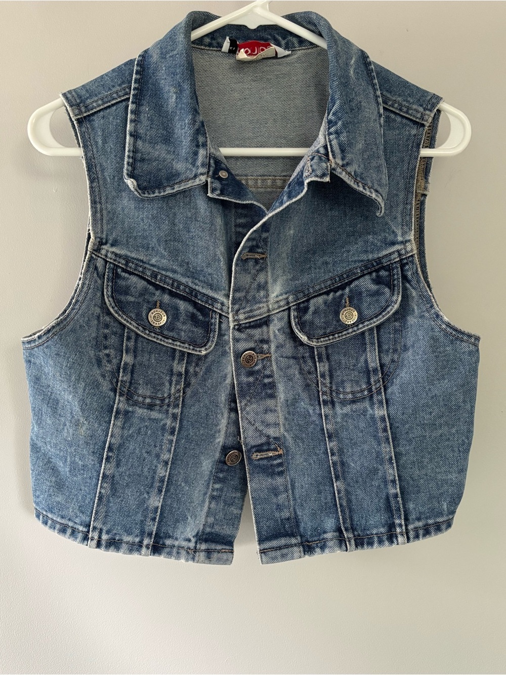Vintage Bonjour Denim Sleeveless Vest